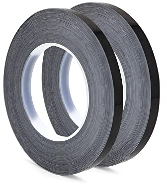 2 Rollen 10mm x 50m Keramikfliesen Zierleiste Selbstklebend, Dichtungsbänder Wasserdicht Schönheitsnaht Zierleisten, Metallisiert Polyester Mylar Folienband für Decken Wände Türen Ziernähte (Black)