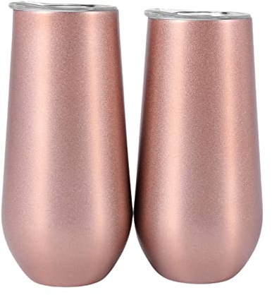 Lot de 8 verres à vin sans pied avec flûtes à champagne - 170,1 g - Double isolation avec couvercles - Gobelets à incassables