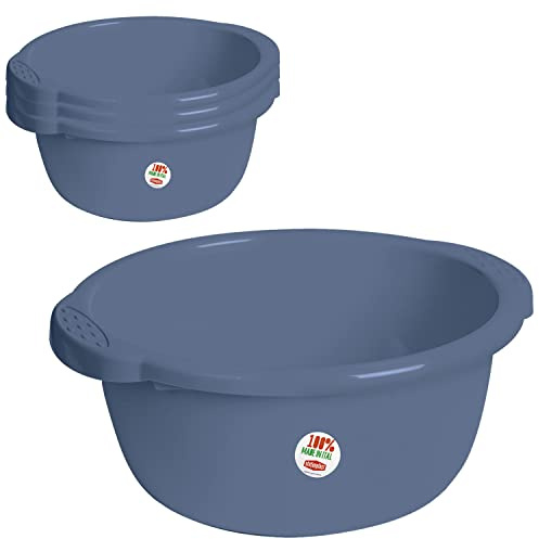 #11 4x Schüssel 14 Liter rund Ø40x18 cm Blau - Universal Haushaltsschüssel Waschschüssel Küchenschüssel Spülschüssel Kunststoff Fußbad Pflege - nestbar