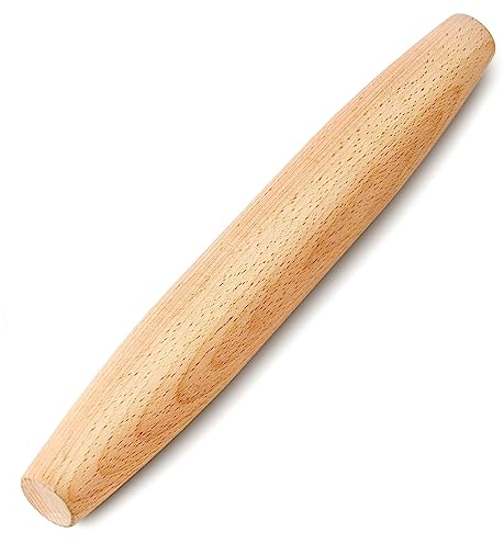 French Rolling Pin for Baking - Tuyotue 7.9 Inches Beech Wood Tapered Rolling Pin Dough Roller for Pizza Dough, Pie Crust Cookie Fondant Dumpling