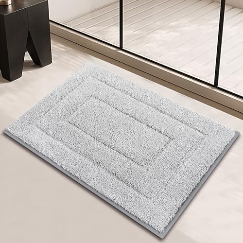 Badematte,40 x 60cm Grau Badteppich Starke Wasseraufnahme Waschbar Badvorleger Geeignet für Badezimmer,Badewannen,Toiletten und Duschen Fußmatte Badezimmer