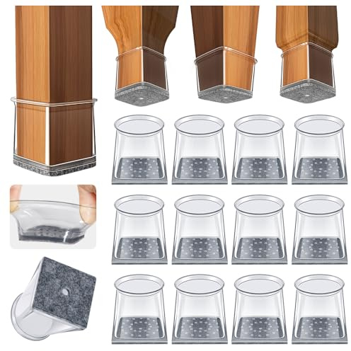 GICUNK 32Pcs Chair Leg Floor Protectors, Square Floor Protectors For Furniture Legs, Furniture Sliders, Silicone Chair Leg Caps For Protecting Hardwood Floors(Small Fit:20-25mm)