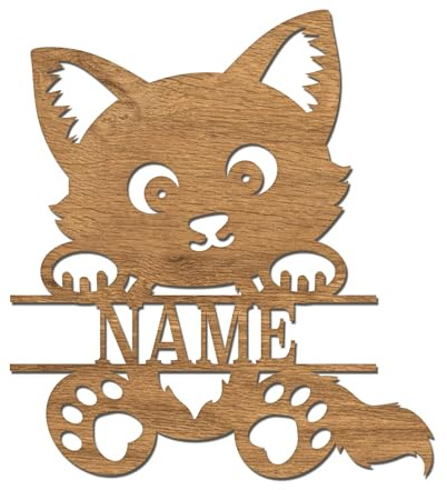 codiarts. Namensschild, Wandbild, Kinderzimmer, Kindertür, personalisierbar mit Namen, selbstklebend (Katze)