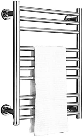 OZBMA Electric Heated Towel Rack Electric Heated Towel Rail Bathroom Radiator Drying Rack, Wall Mounted Towel Warmer, Electric 304 Stainless Steel Heated Towel Rack with Led Switch,Plug in (Plug in)