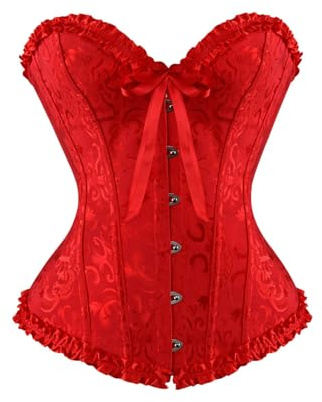 Genérico Bustier Corsé Top para Mujer Steam Punk Brocado Encaje Corsé Vintage Talla Grande Corset Medieval Mujeres Fajas Bustier Gótico Encaje Corset para Party Navidad Halloween Carnival