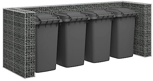 Furniture Select Gabion Mauer für Mülltonnen, verzinkter Stahl, 320 x 100 x 120 cm