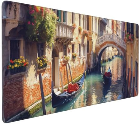 Gaming Mauspad XXL Venedig Mousepad 1000x500x4mm Shuicheng Verlängertes Mauspad Schreibtischauflage,Genähte Kanten Mauspad,Verbessert Präzision Geschwindigkeit Wasserdicht Geeignet für Büro und Spiele