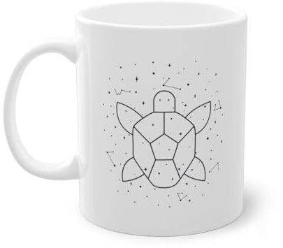 Taza de café con constelación de tortugas de agua, tortuga acuática, taza de café | Tortuga gigante Tortuga Terrestre Tortuga Tortuga Taza Blanco (03871B)