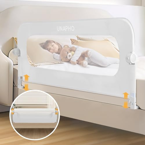 UNAPHO Bettgitter für Kleinkinder, herunterschaukelnd, Kinderbettgitter für Doppelbett, Queen-Size-Bett, Etagengröße, extra hohes Kinderbettgitter mit verstärktem Anker-Sicherheitssystem (Weiß, 101,6