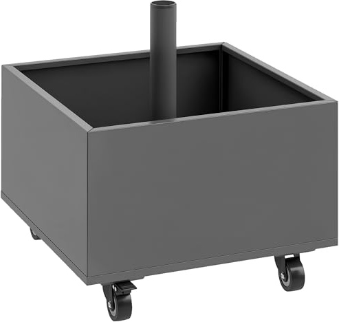 Outsunny Pied de Parasol carré 2 en 1, Support Parasol avec Roues universelles et Trous de Drainage, Base de Parasol Remplissage Sable, bac à Fleurs, 50 x 50 x 46 cm, Gris foncé