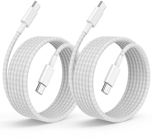 Câble USB C vers USB C pour iPhone 17 16, [2M/Lot de 2] 60W Type C Cordon de Données en Nylon Tressé pour Apple iPhone 17 Pro Max/17 Air/16 Plus/16/15, MacBook Pro,iPad 12.9/11 inch/Mini/Air, Samsung