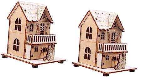 TOPBATHY 2stücke Holzhaus-Ornament Weihnachtsdeko Leuchtendes Ornament Für Tischdekoration Festival-schmuck Weihnachtszeit Dekoration Zuhause Bars Restaurants Weihnachtsfeiern
