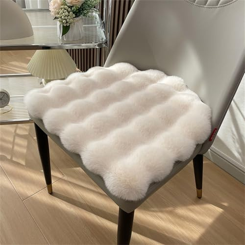 Hava Kolari Faux Lammfell Sitzkissen, Schaffell Sitzauflage Longhair Fell Optik Nachahmung Wolle Sofa Matte Teppich (Beige,45 * 44cm)