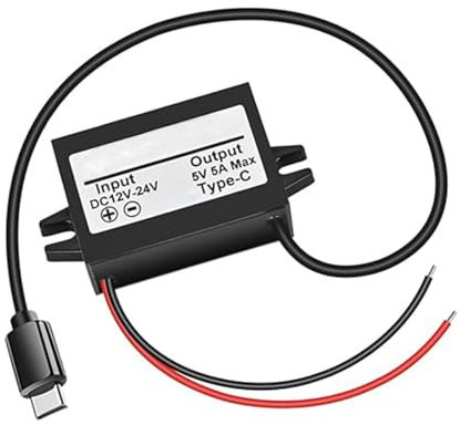 TopHomer DC-DC Converter 12V/24V to USB 5V 5A Buck Power Adapter IP68 Waterproof Power Module with type-C Output Cable for Automotive Boat