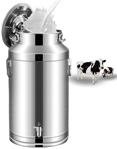Adima 5L/9L/14L/18L Edelstahl Luftdichte Milchkanne Mit Deckel Und Hahn Milchkrug Transportkanne Edelstahlbehälter für Lebensmittel Aufbewahrung Trockener Nasser,5L