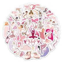 TUIOBUN 60PCS Ballet Stickers for Water Bottle,Bike,Car,Scrapbook,Laptop,Helmet,Phone,Luggage,Computer,Trendy Dance Waterproof Vinyl Decal,Teens Girls Cute Sticker,Aesthetic Graffiti Sticker