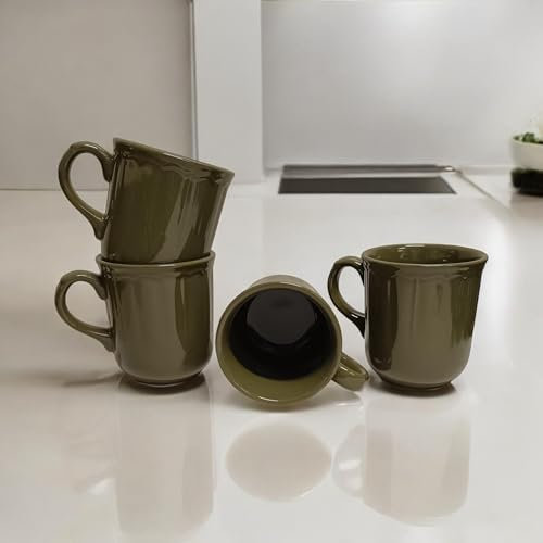 MIELIMON Set de 4 tazas de cristal con asa para cafe, cafe con leche para desayuno, Set 6 Tazas Transparentes de 30cl para Desayuno, Mug de Vidrio para Café y Té, Aptas para Lavavajillas (ROJO)
