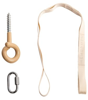 Membantu Deckenaufhängungsset 2.0 – verstellbarer Aufhängegurt & Haken für Babywiegen & Hängematten | belastbare 25 kg Kapazität | natürliche Farbe | einfache Installation