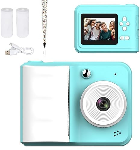 Instant Print Camera, 1080p HD 48MP Instant Cameras, 2,4 Tum Skärm Bärbar Reseprint Digital Kamera med Tryckpapper för Nybörjare Tonåringar Småbarn (BLUE)