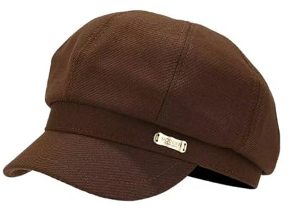 RUICHENG Winter Ballonmütze Damen Kappe Vintage Bakerboy Mütze mit Schirm Barett Newsboy Cap (DE/NL/SE/PL, Numerisch, 56, 58, Braun)