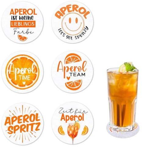 RAXLUPO 6 pezzi sottobicchieri Aperol in feltro regalo Aperol Spritz accessori sottobicchieri Aperol decorazione Aperol decorazione da tavolo per bicchieri da cocktail