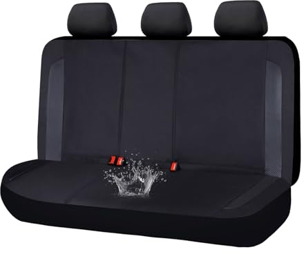 Flying Banner Heavy Duty Waterproof Rear Car Seat Covers, Cup Holder Compatible, Non-slip Bottom, Universal fot Most Cars SUVs(1 Rear Large Size, All Black)