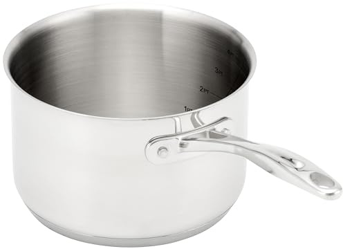 Stellar 7000 Profile ø18 cm Stielkasserolle ohne Deckel | 2,3 l Kochtopf klein, unbeschichtet, PFAS-frei | Milchtopf 18/10-Edelstahl, alle Herdtypen, spülmaschinen- & ofenfest bis 240 °C | 13x19x37
