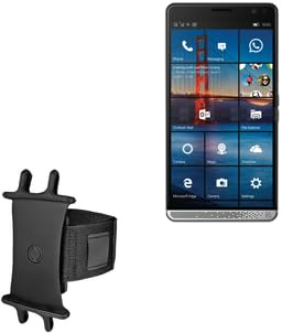 BoxWave Holster Compatible with HP Elite x3 - ActiveStretch Sport Armband, Adjustable Armband for Workout and Running - Jet Black