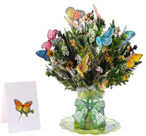 Tarjeta Cumpleaños, Tarjeta 3D Pop Up, Tarjetad Pop Up de Flores, Tarjetas de Agradecimiento,Multicolor,25,5x26cm, para Cumpleaños Día de la Madre Aniversario Día de San Valentín (Mariposa)