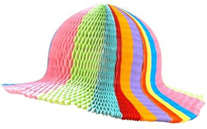 Wakauto Foldable Rainbow Honeycomb Paper Vase Hat Breathable DIY Party Cap for Men and Women Eye Catching Craft Decoration Random Color