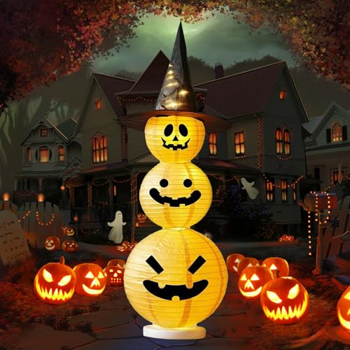 Halloween Deko Kürbis Laterne,Kürbis Lampion Lichter 115 CM,LED Kürbislaterne,Halloween Herbst Dekoration Laterne,für Karneval,Fasching,Mottoparty