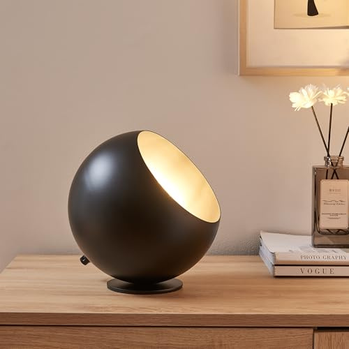 lux.pro Tischlampe Lukkodso Nachttischlampe Leselampe Ø20 x 20 cm Tischleuchte Schlafzimmerlampe 1xE27 Kugellampe für Wohnzimmer Büro Schlafzimmer Metall Schwarz