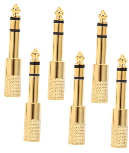 Angoily 6 Stück Audio Konverter Adapter 6,5mm 3,5mm Kupfer Vergoldet Kompakt für Mischpulte und Musikinstrumente