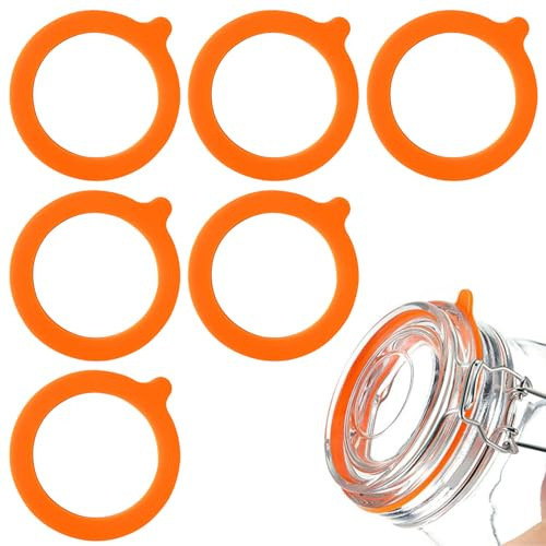 PLUSHCEWT 6 Stück Ersatzdichtungen, Silikondichtungen für Kilner-Glasdichtungen, luftdichte und auslaufsichere Silikondichtungen – Silikondichtung für Gläser, um Lebensmittel frisch zu halten