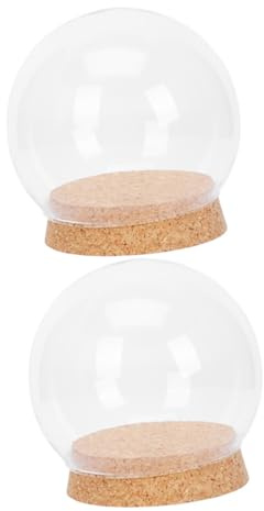 MOTHNUR Lot de 2 Sets de Cloches en Verre Transparent Ø15 CM avec Bouchon en Liège Couverture pour Fleurs Éternelles Décoration Artisanale de Bureau Présentoir Micro-Paysage Stable et