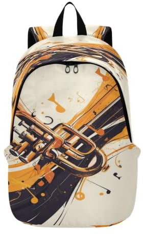 DDDIYEU Art Abstrait Musical De Trompette DoréE Sac À Dos Portable Léger Randonnée Extérieure Cartable Dos À Sac pour Voyage