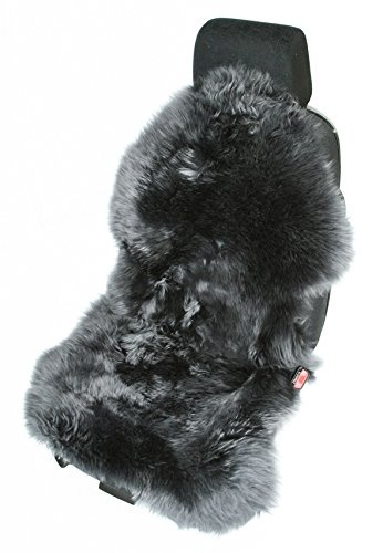 Leibersperger Sitzauflage aus Echtem Lammfell Naturform mit Haltegummi in Anthrazit, 120cm x 65cm, Florhöhe 4-5cm
