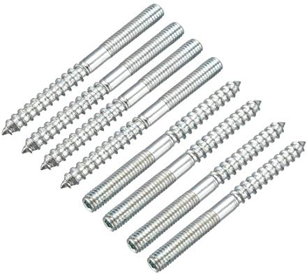 sourcing map M6 Stockschrauben, Länge 70 mm, Doppelkopfschrauben, selbstschneidende Schraube, 6 mm, Holzgelenk, Möbelbeine, 8 Stück