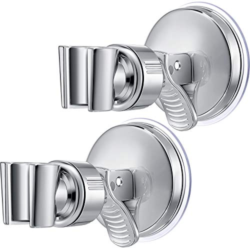 Zhehao Duschkopfhalterung mit verstellbarem Saugnapf, universelle Halterung, Kunststoff-ABS mit polierter Chromoberfläche, für Marmor, Glas, Metall, Keramik (2, silberner Schraubenschlüssel) | Duschkopfhalter, ohne Bohren, verstellbarer Winkel, für Handbrausen, glatte Fliesen und Glas, abnehmbares Design