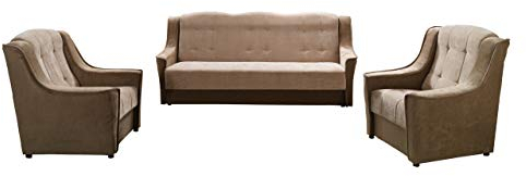 Polstergarnitur Niagara 3+1+1, Sofa mit Bettkasten und Schlaffunktion + Zwei Sessels, Armchair, Bettsofa, Couch, Komfortsofa, Polstermöbel (Ibiza 04 + Ibiza 03)