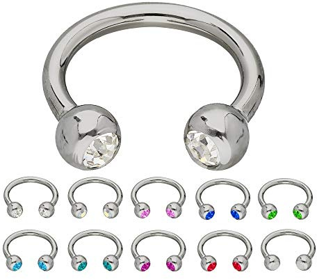 Treuheld® | Silbernes TITAN HUFEISEN Piercing mit Kristallen