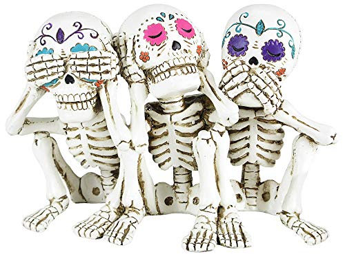 Nemesis Now Three Wise Calaveras - Figura de Esqueleto de 20,3 cm, poliresina, Color Blanco, Talla única