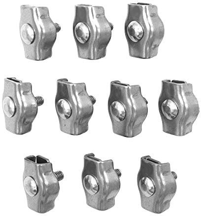 POFET 10 Pack 304 Stainless Steel Bolt Wire Clip, Adjustable Steel Wire Rope Single Clamps M4