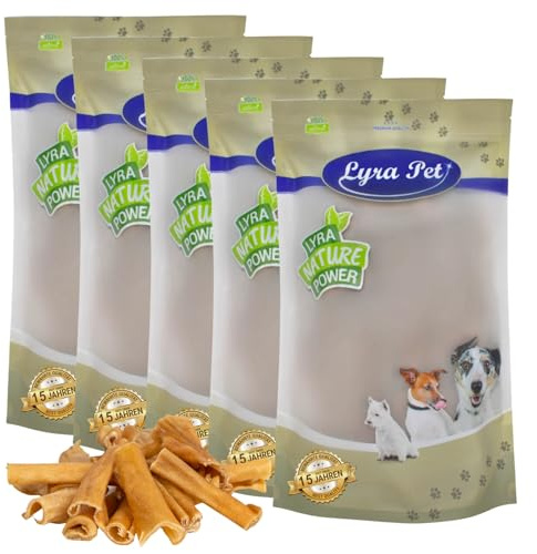 Lyra Pet® 5 kg Rinderkopfhaut Abschnitte 1-7 cm - Kausnack für Hunde | Naturbelassener Kauartikel vom Rind - Proteinreiches Leckerli - Harte & zähe Konsistenz- Fettarm & leicht verdaulich