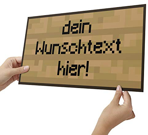 Elbeffekt Holzschild personalisierbares Geschenk für Jungen - Bilder Kinderzimmer Jungen Bild Pixel Art - schenke individuell aus Echtholz