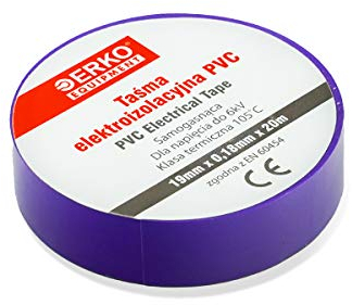 ERKO Cinta aislante 19mm x 20m violeta 8 piezas, adhesiva para instalaciones eléctricas PVC, para aislar y reparar cables eléctricos, extrafuerte, agrupar cables