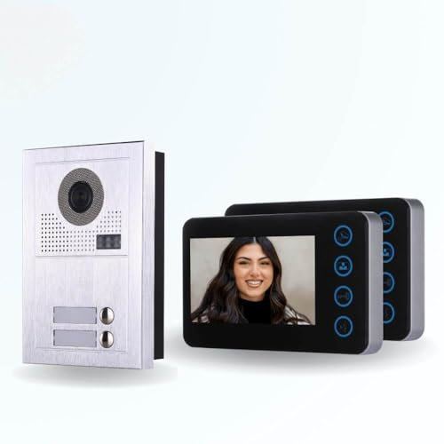 BT Security Portier interphone vidéo Modern 2 Fils - 2 Appartements - 2 écrans Noirs