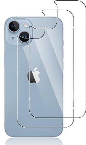 Liilaa Back Pellicola Compatibile con iPhone 14 6,1, 2 Pezzi Anti Graffio Pellicola Prottetiva Posteriore, Durezza 9H HD Chiaro Vetro Temperato Protettivo, Senza Bolle Protezione Schermo