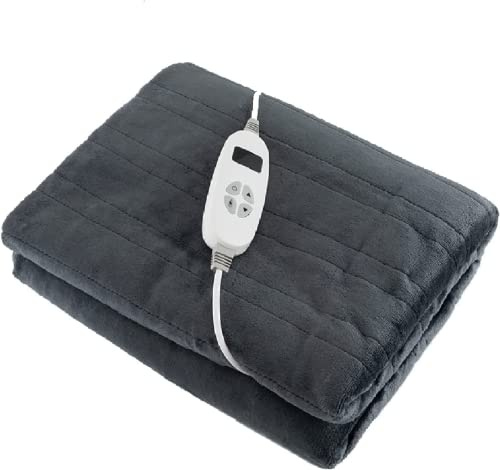 RELAX4LIFE Heizdecke, Wärmedecke mit Abschaltautomatik, Beheizbare Decke 9 Heizstufen 1-9 Timer, Electric Blanket Überhitzungsschutz, 25°C -46°C, Maschinenwaschbar (163x130cm, Grau)