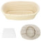 Clheatky Gärkörbchen Oval, 25 x 15 x 8.5 cm Gärkorb zum Brotbacken Set, Aus Natürlichem Peddigrohr mit Schaber und Leinen, 100% Natürlichem Rattan Gärkörbchen, Hält 500 g Teig